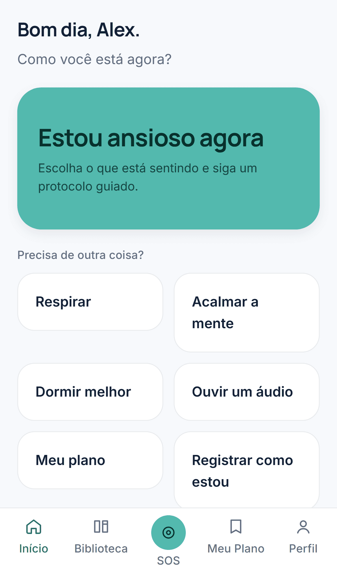 A tela inicial — tela real do produto