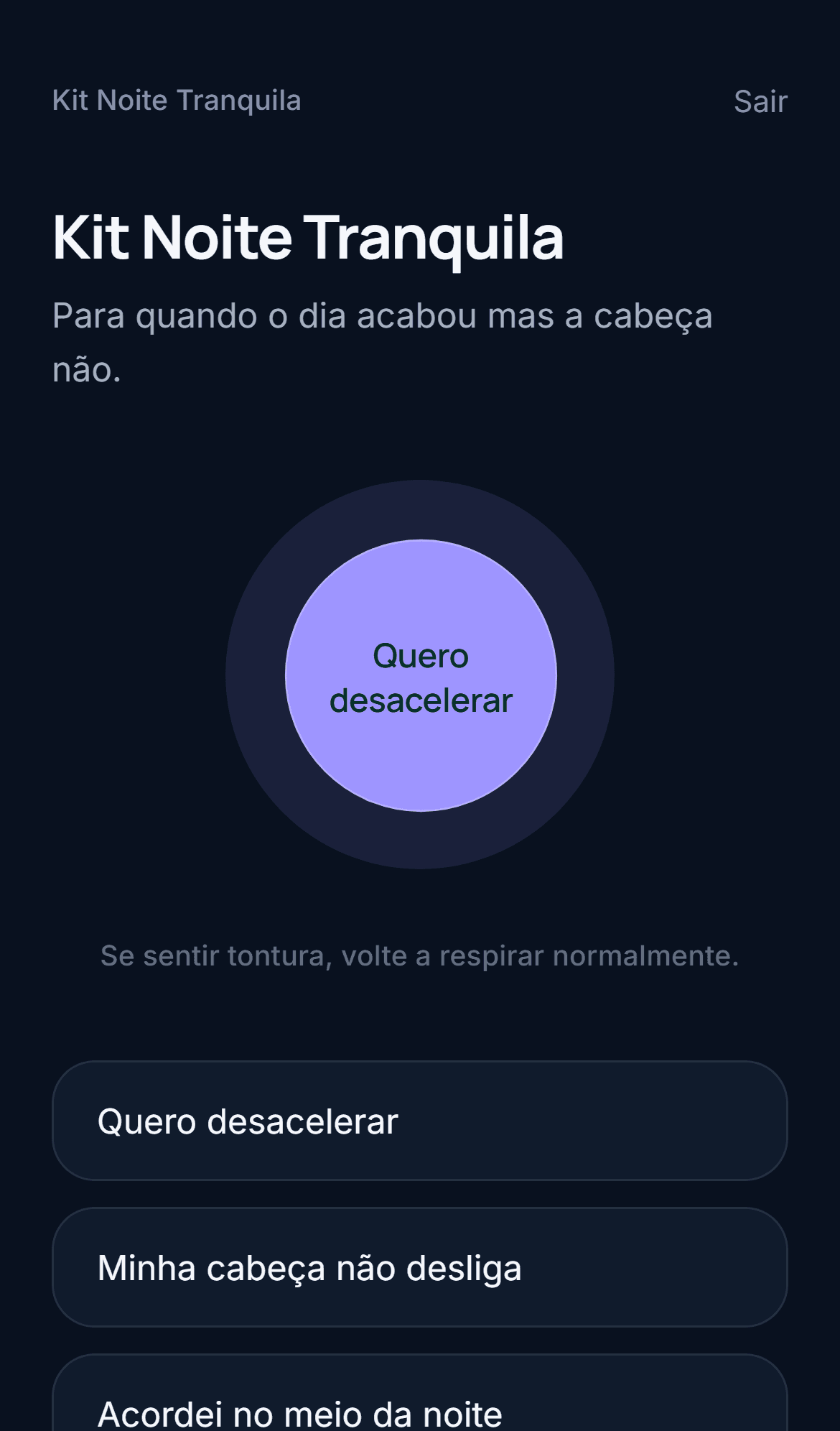 Kit Noite — tela real do produto