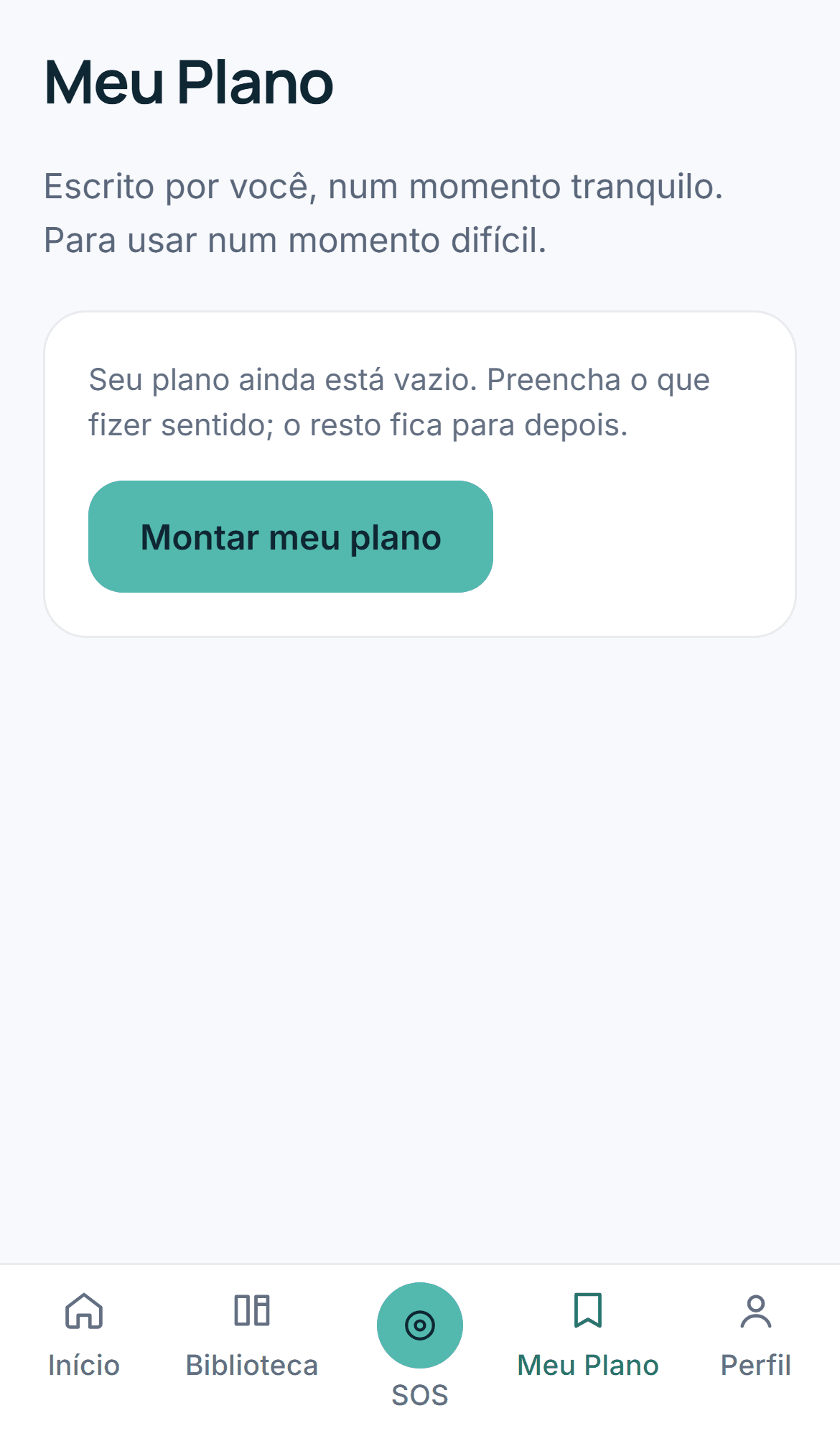 Seu plano — tela real do produto